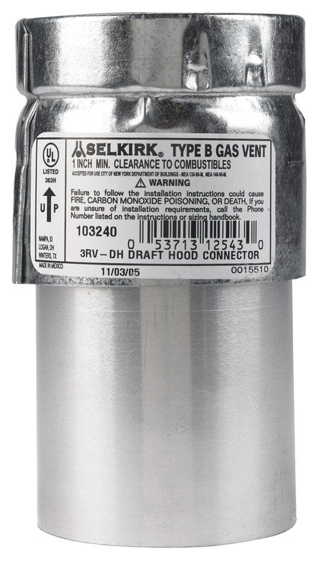 SELKIRK - Selkirk Adjustable 3 in. D Aluminum/Galvanized Steel Draft Hood Connector