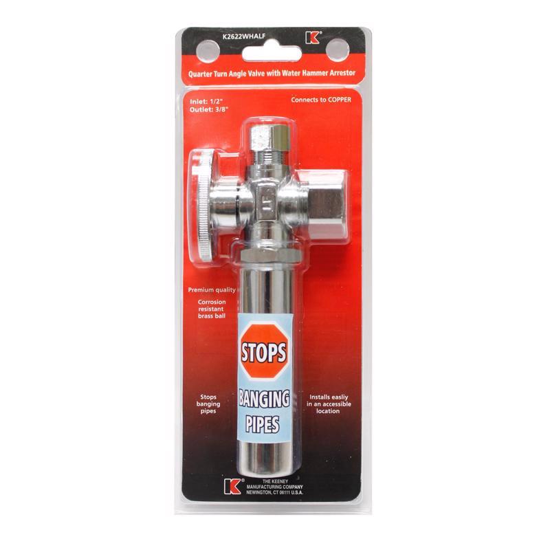 KEENEY - Keeney 5/8 in. CTS in. X 3/8 in. Compression Brass Shut-Off Valve with Water Hammer [K2622WHALF]