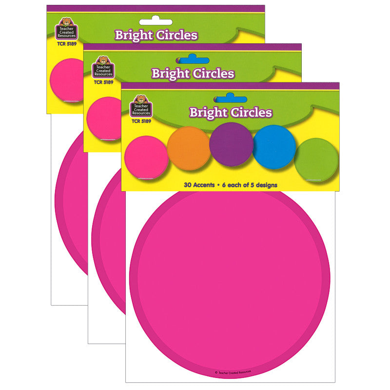 TEACHER CREATED RESOURCES - Bright Circles Accents, 30 Per Pack, 3 Packs