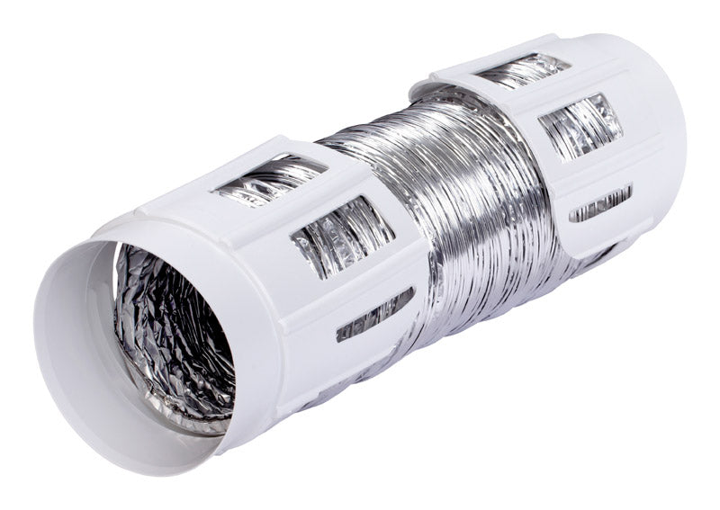 DEFLECT-O - Deflect-O Supurr Flex 8 ft. L X 4 in. D Silver/White Aluminum/Plastic Dryer Vent Kit