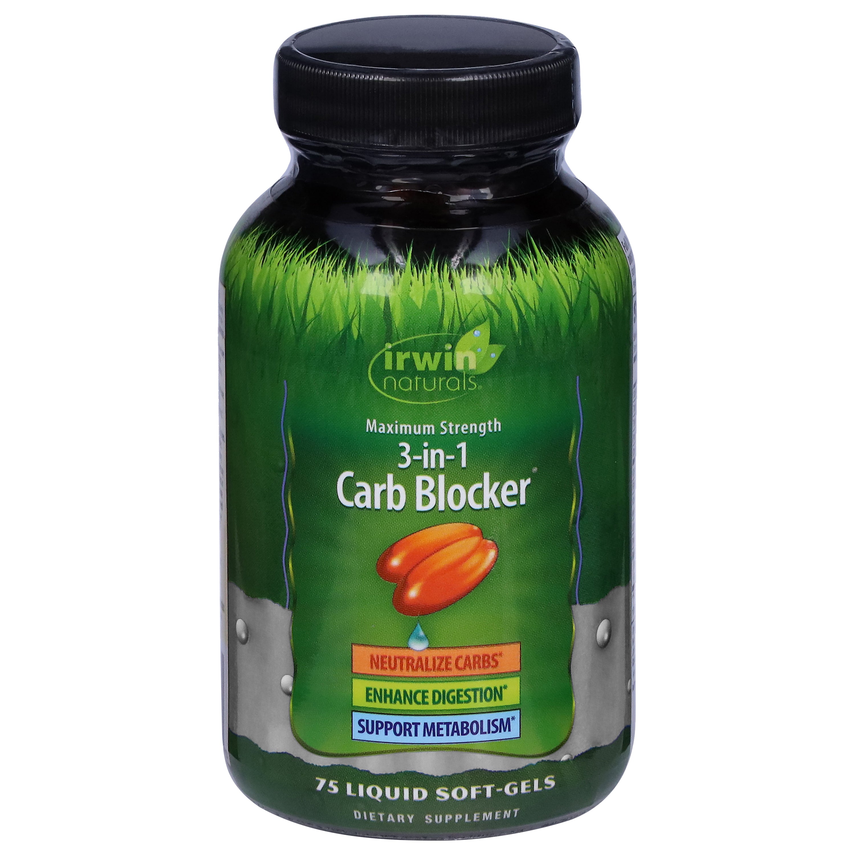 Irwin Naturals Maximum Strength 3-in-1 Carb Blocker 75 Soft-Gels - Case of 3