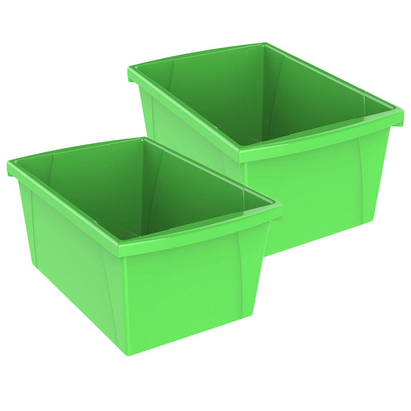 STOREX - Medium Classroom Storage Bin, Green, Pack of 2