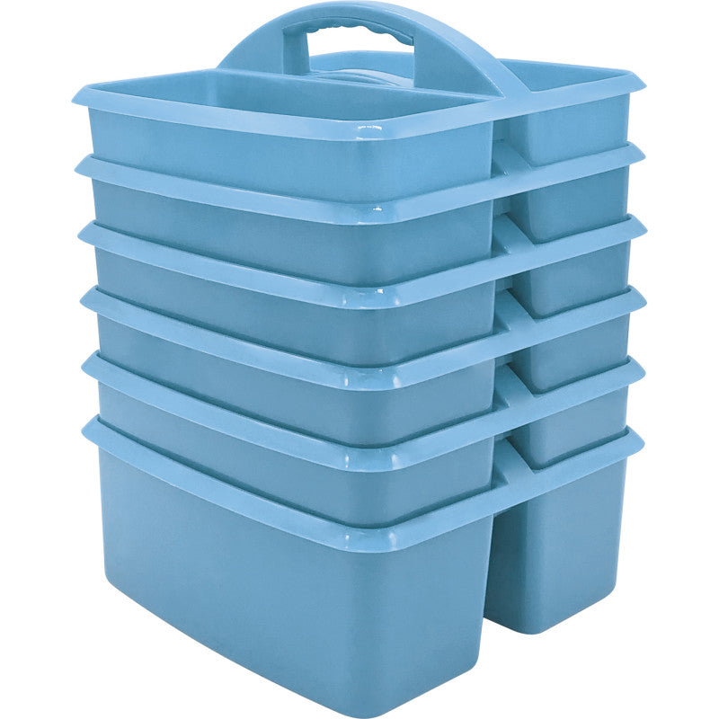 TEACHER CREATED RESOURCES - Light Blue Plastic Storage Caddy, Pack of 6
