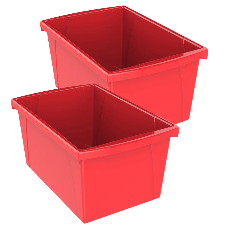 STOREX - Medium Classroom Storage Bin, Red, Pack of 2