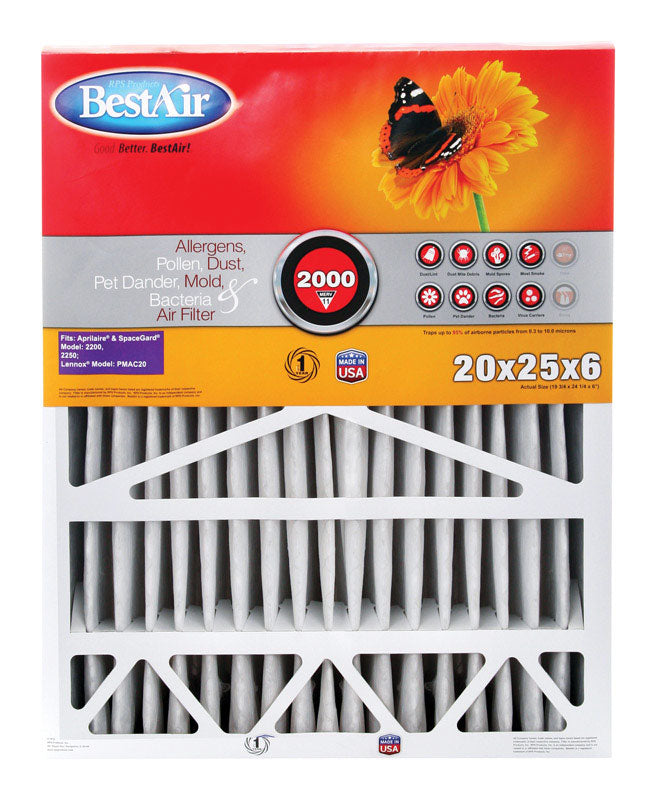 BESTAIR - BestAir 25 in. W X 20 in. H X 6 in. D 11 MERV Pleated Air Filter 1 pk - Case of 2 [A201-SGM-BOX11R]