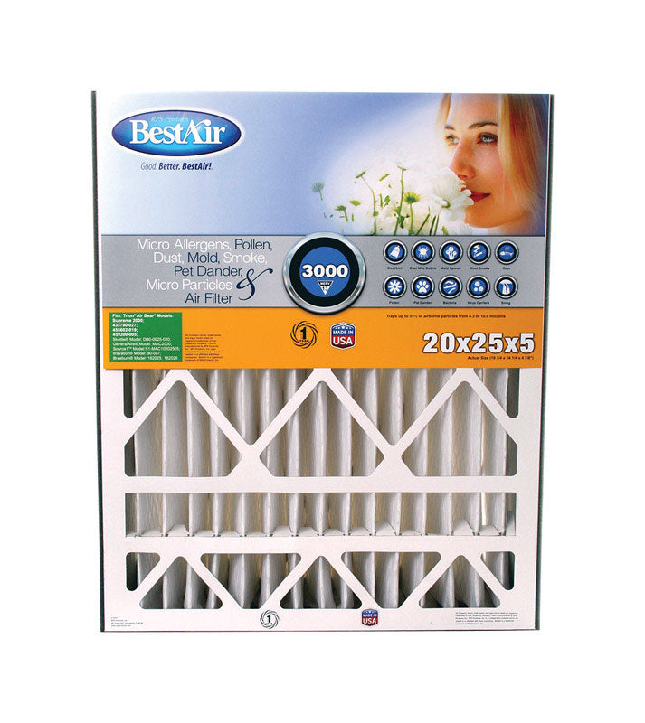 BESTAIR - BestAir 20 in. W X 25 in. H X 5 in. D 13 MERV Pleated Air Filter 1 pk - Case of 3 [AB2025-13R]