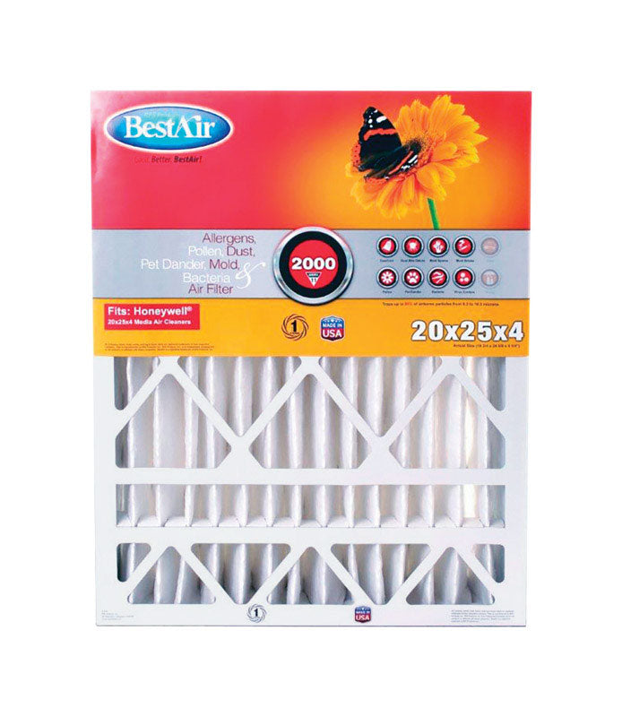 BESTAIR - BestAir 20 in. W X 25 in. H X 4 in. D 11 MERV Pleated Air Filter 1 pk - Case of 3 [HW2025-11R]