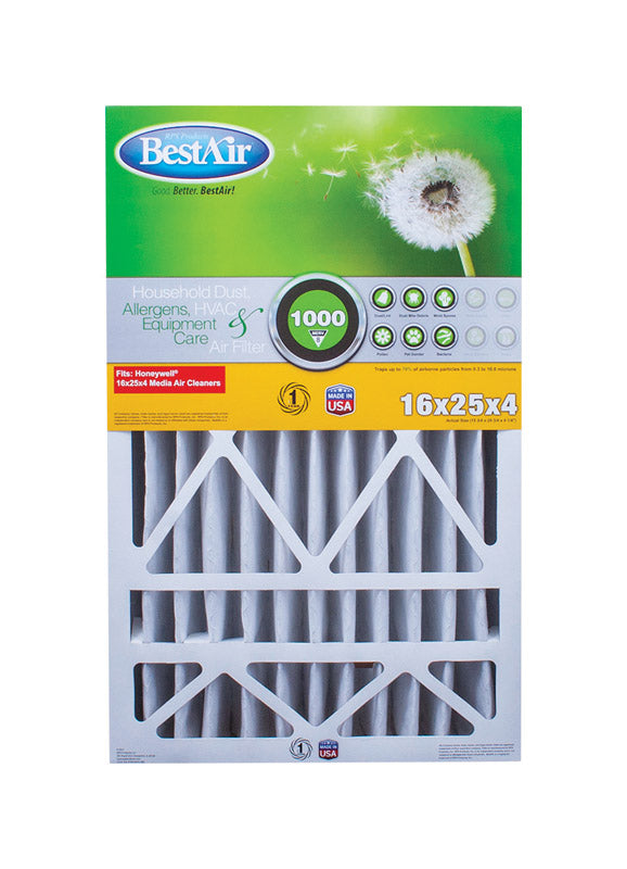 BESTAIR - BestAir 25 in. W X 16 in. H X 4 in. D 8 MERV Pleated Air Filter 1 pk - Case of 3 [HW1625-8R]