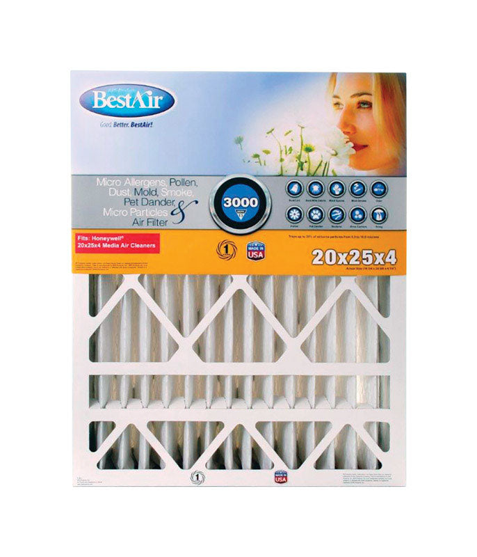 BESTAIR - BestAir 25 in. W X 20 in. H X 4 in. D 13 MERV Pleated Air Filter 1 pk - Case of 3