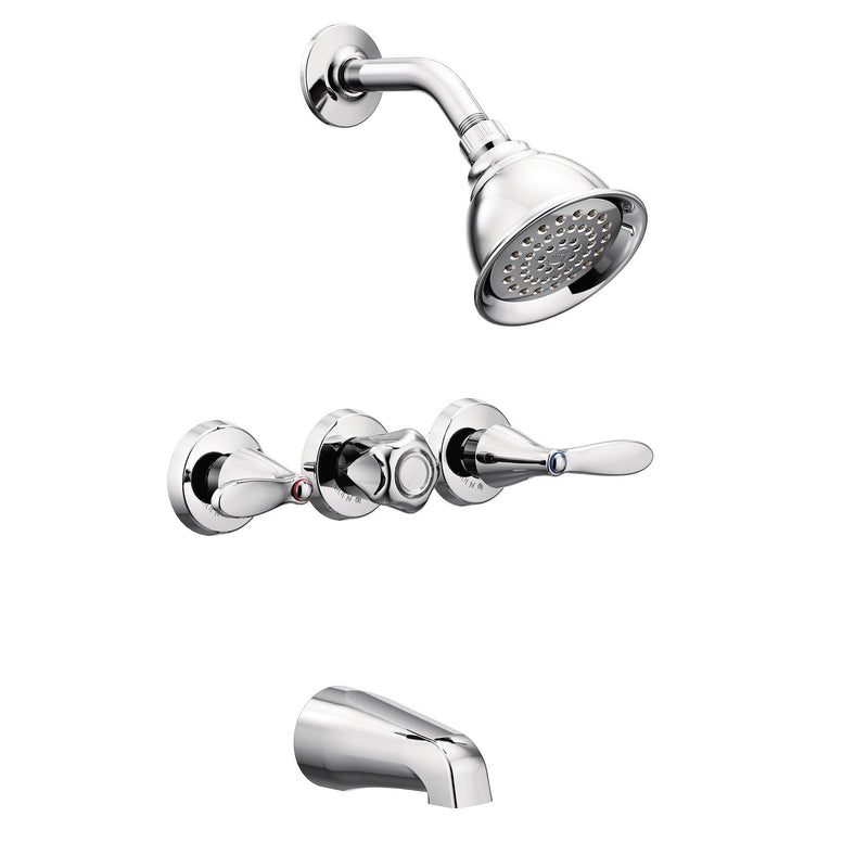 MOEN - Moen Adler 3-Handle Chrome Tub and Shower Faucet