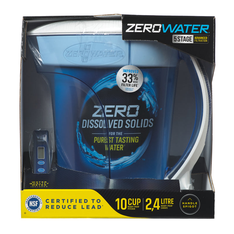 ZEROWATER - ZeroWater Ready-Pour 10 cups Blue/White Water Filtration Pitcher