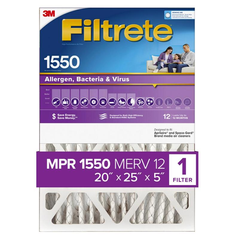 FILTRETE - Filtrete Ultra 20 in. W X 25 in. H X 5 in. D Polyester 12 MERV Pleated Allergen Air Filter 1 pk - Case of 2