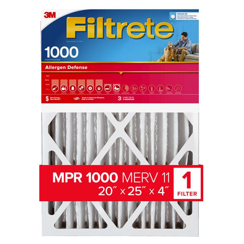 3M - 3M Filtrete 20 in. W X 25 in. H X 4 in. D Pleated 11 MERV Pleated Allergen Air Filter 1 pk - Case of 4