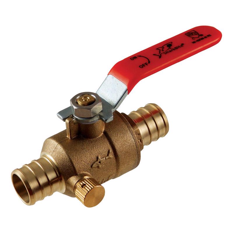 SHARKBITE - SharkBite 3/4 in. Brass Crimp Ball Valve with Drain Full Port