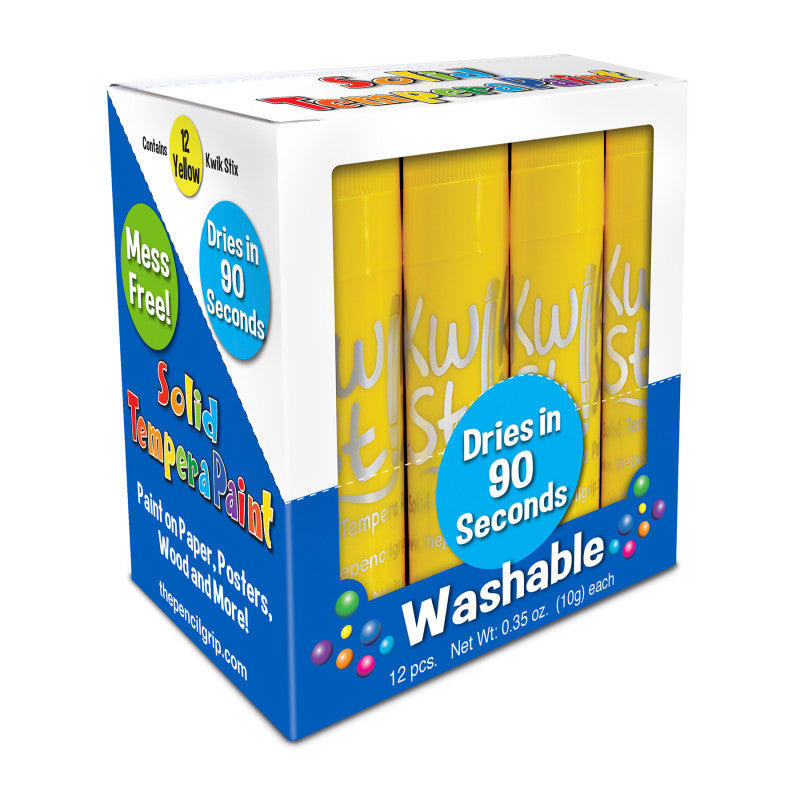 Solid Tempera Paint Sticks, Single Color Pack, Yellow, Pack of 12