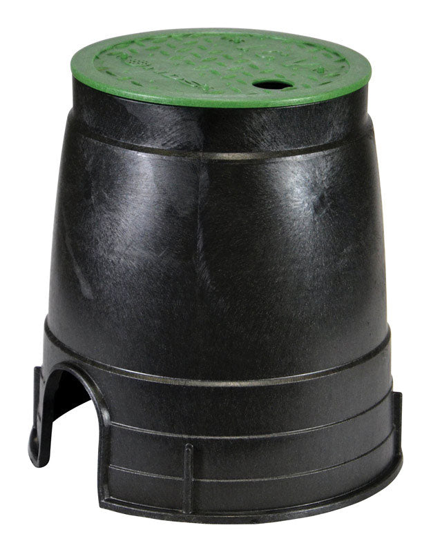 NDS - NDS Econo 8.5 in. W X 8.5 in. H Round Valve Box with Overlapping Cover Black/Green