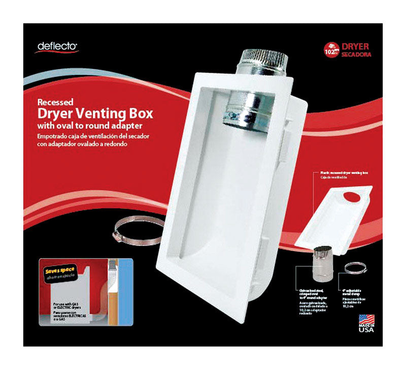 DEFLECT-O - Deflect-O 4.25 in. L X 4 in. D Silver/White Aluminum Dryer Venting Box - Case of 2