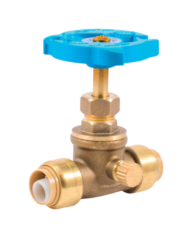 SHARKBITE - SharkBite 1/2 in. PTC X 1/2 in. Brass Stop Valve with Drain