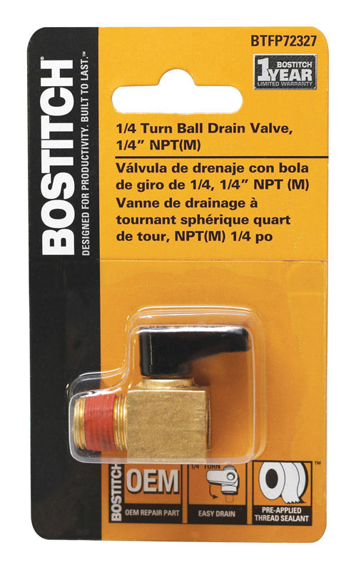 BOSTITCH - Bostitch Steel Drain Valve 1/4 in. Male 1 pc