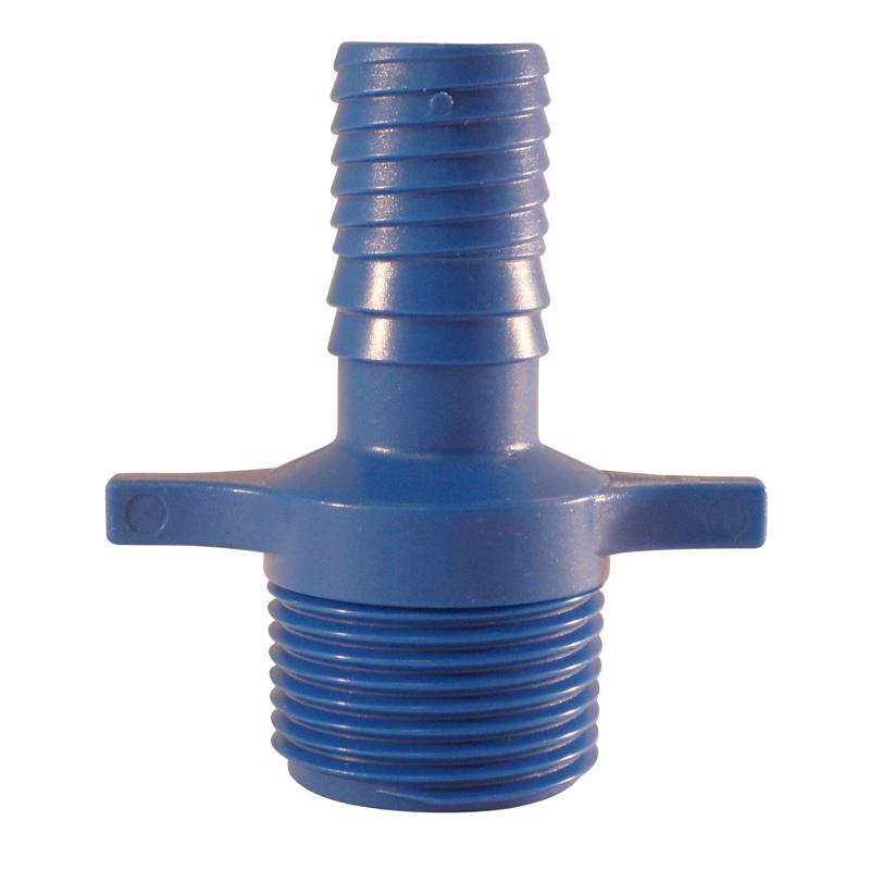 APOLLO - Apollo Blue Twister 3/4 in. Insert in to X 1 in. D MPT Polypropylene Irrigation Hose Adapter 1 pk