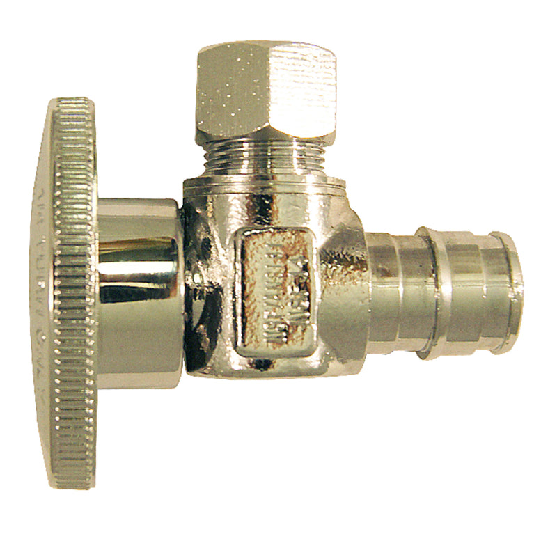 APOLLO - Apollo PEX A 1/2 in. Barb in to X 3/8 in. Compression Chrome Plated Stop Valve