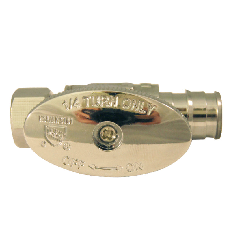 APOLLO - Apollo PEX A 1/2 in. Barb in to X 3/8 in. Compression Chrome Plated Straight Stop Valve