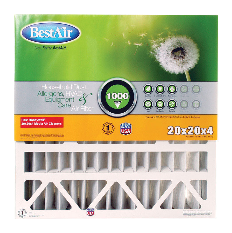 BESTAIR - BestAir 20 in. W X 20 in. H X 4 in. D 8 MERV Pleated Air Filter 1 pk - Case of 3 [HW2020-8R]