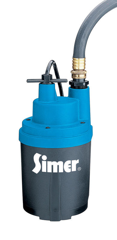 SIMER - Simer Smart Geyser 1/4 HP 1800 gph Thermoplastic Electronic Switch Bottom AC Submersible Utility Pum