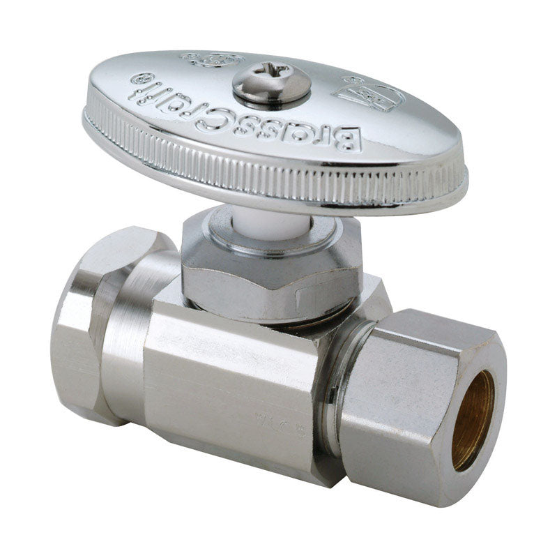 BRASSCRAFT - BrassCraft 1/2 in. FIP outlets X 1/2 in. Compression Brass Straight Stop Valve