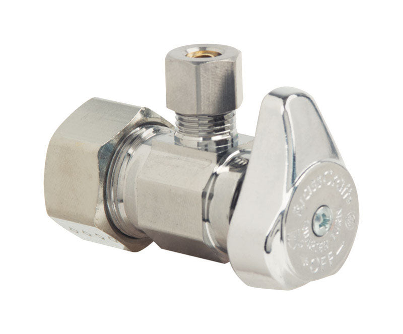 BRASSCRAFT - BrassCraft 1/2 in. Compression outlets X 1/4 in. Compression Brass Angle Stop Valve
