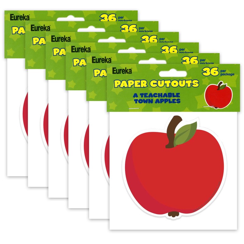 EUREKA - A Teachable Town Apples Paper Cut-Outs, 36 Per Pack, 6 Packs