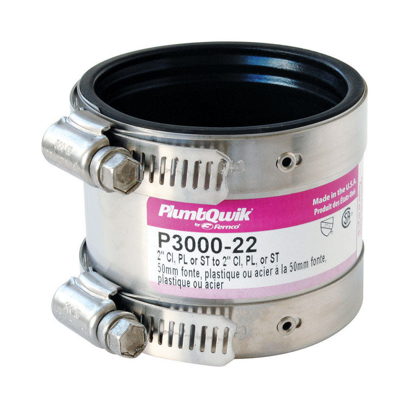 FERNCO - Fernco Schedule 40 2 in. Hub X 2 in. D Hub Neoprene Rubber Shielded Coupling 1 pk [P3000-22]