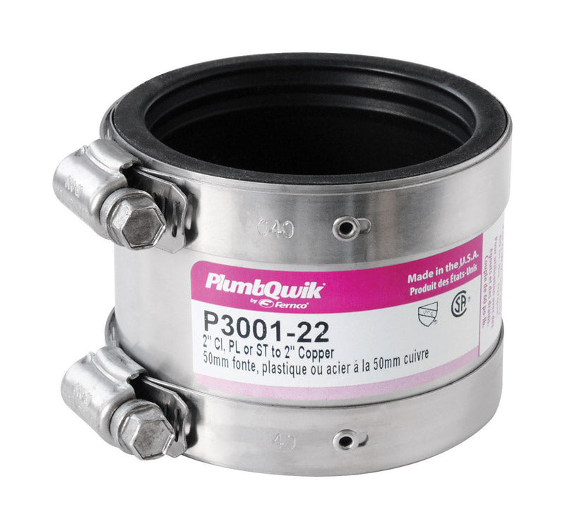 FERNCO - Fernco Schedule 40 2 in. Hub X 2 in. D Hub Neoprene Rubber Shielded Coupling 1 pk [P3001-22]