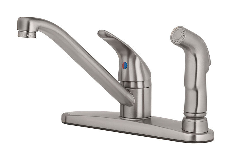 OAKBROOK - OakBrook Essentials One Handle Brushed Nickel Kitchen Faucet Side Sprayer Included [67210-2404]