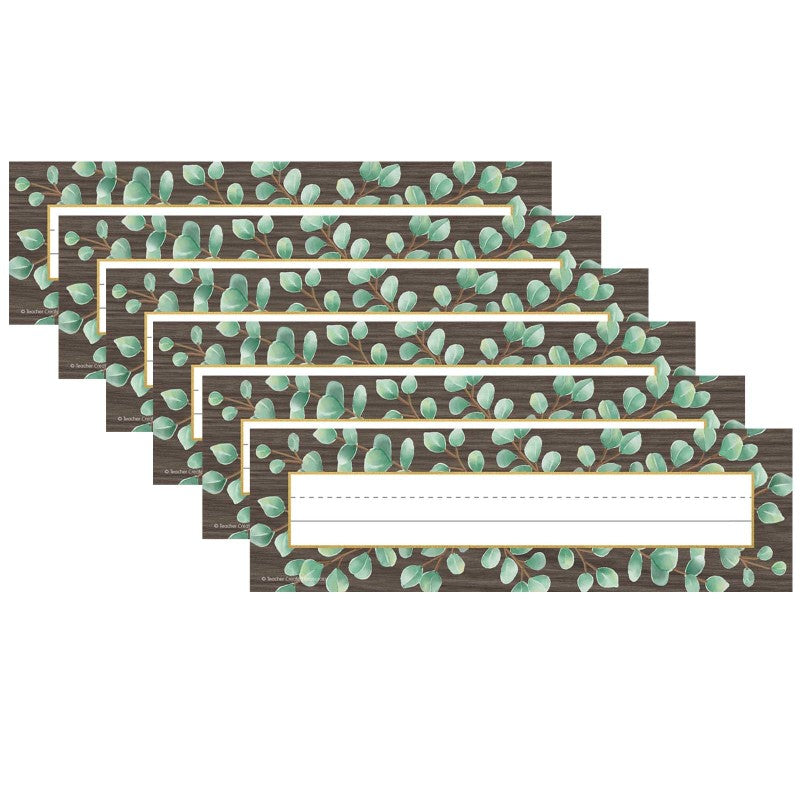 TEACHER CREATED RESOURCES - Eucalyptus Flat Name Plates, 36 Per Pack, 6 Packs