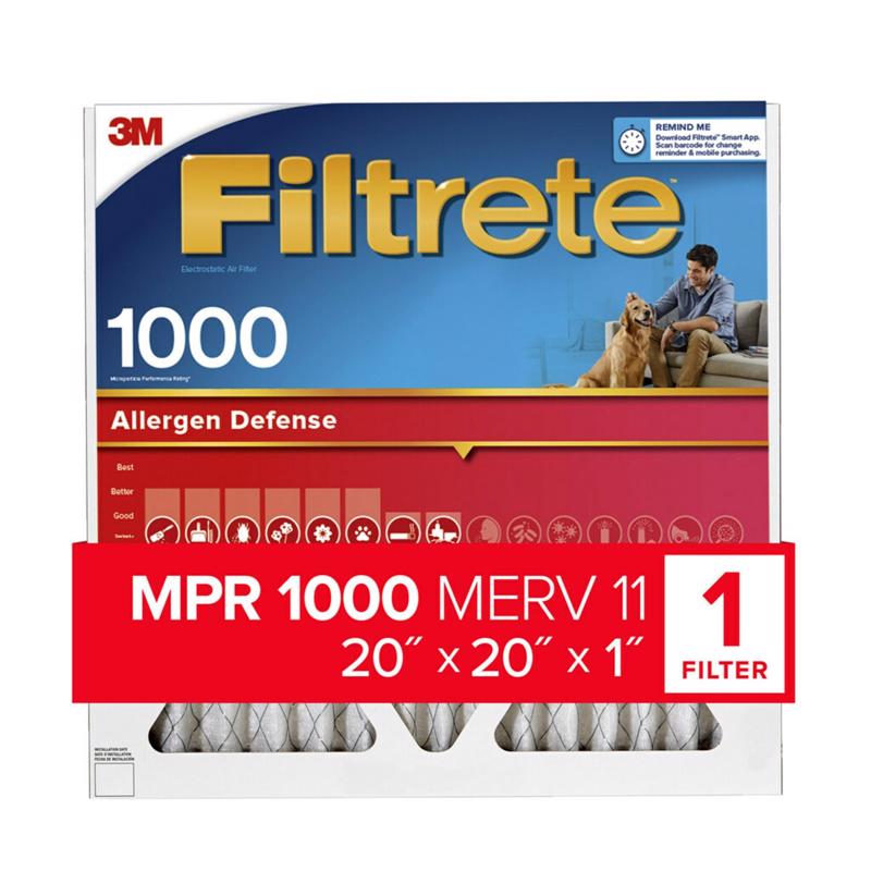 3M FILTRETE - 3M Filtrete Allergen Defense 20 in. W X 20 in. H X 1 in. D 11 MERV Pleated Air Filter 1 pk - Case of 4