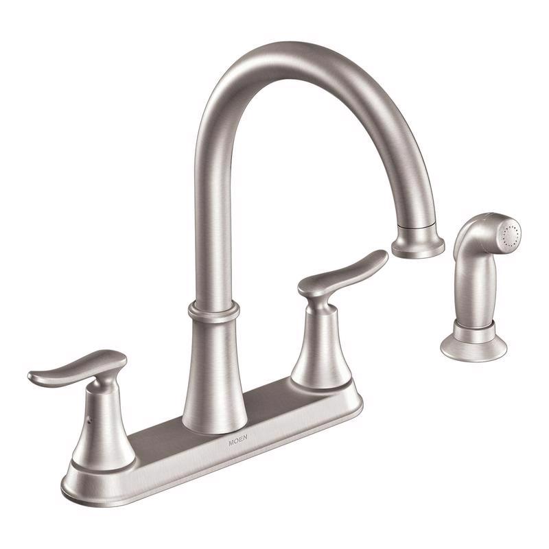 MOEN - Moen Solidad Two Handle Stainless Steel Kitchen Faucet Side Sprayer Included