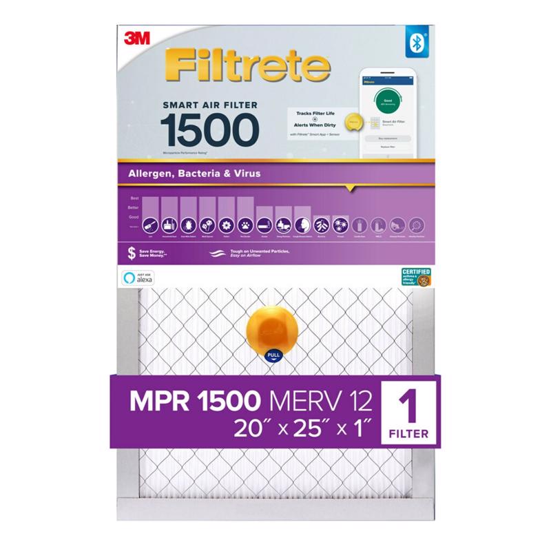 FILTRETE - Filtrete 20 in. W X 25 in. H X 1 in. D Fiberglass 12 MERV Smart Air Filter 1 pk - Case of 4