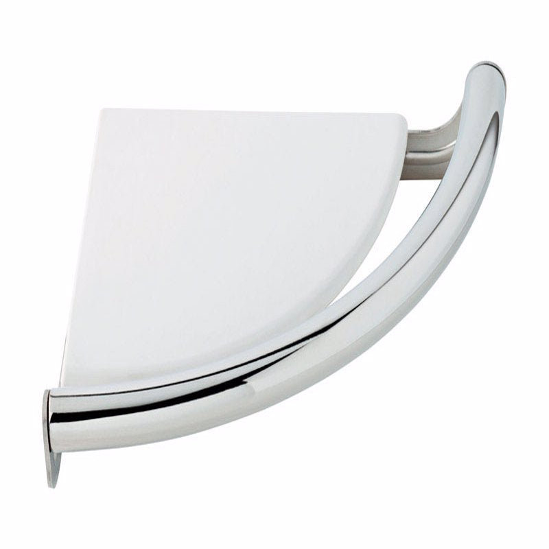 DELTA - Delta 8-1/2 in. L Polished Chrome Stainless Steel Corner Shelf with Assist Bar