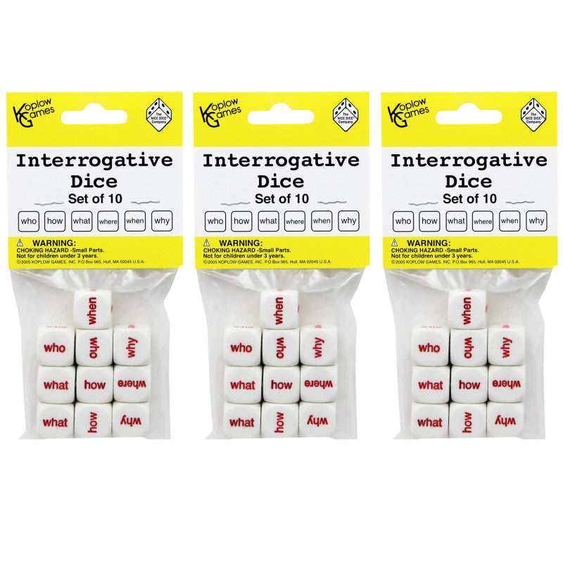KOPLOW GAMES - Interrogative Dice, 10 Per Set, 3 Sets
