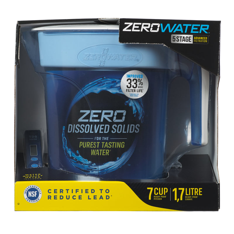 ZEROWATER - ZeroWater Ready-Pour 7 cups Blue Water Filtration Pitcher