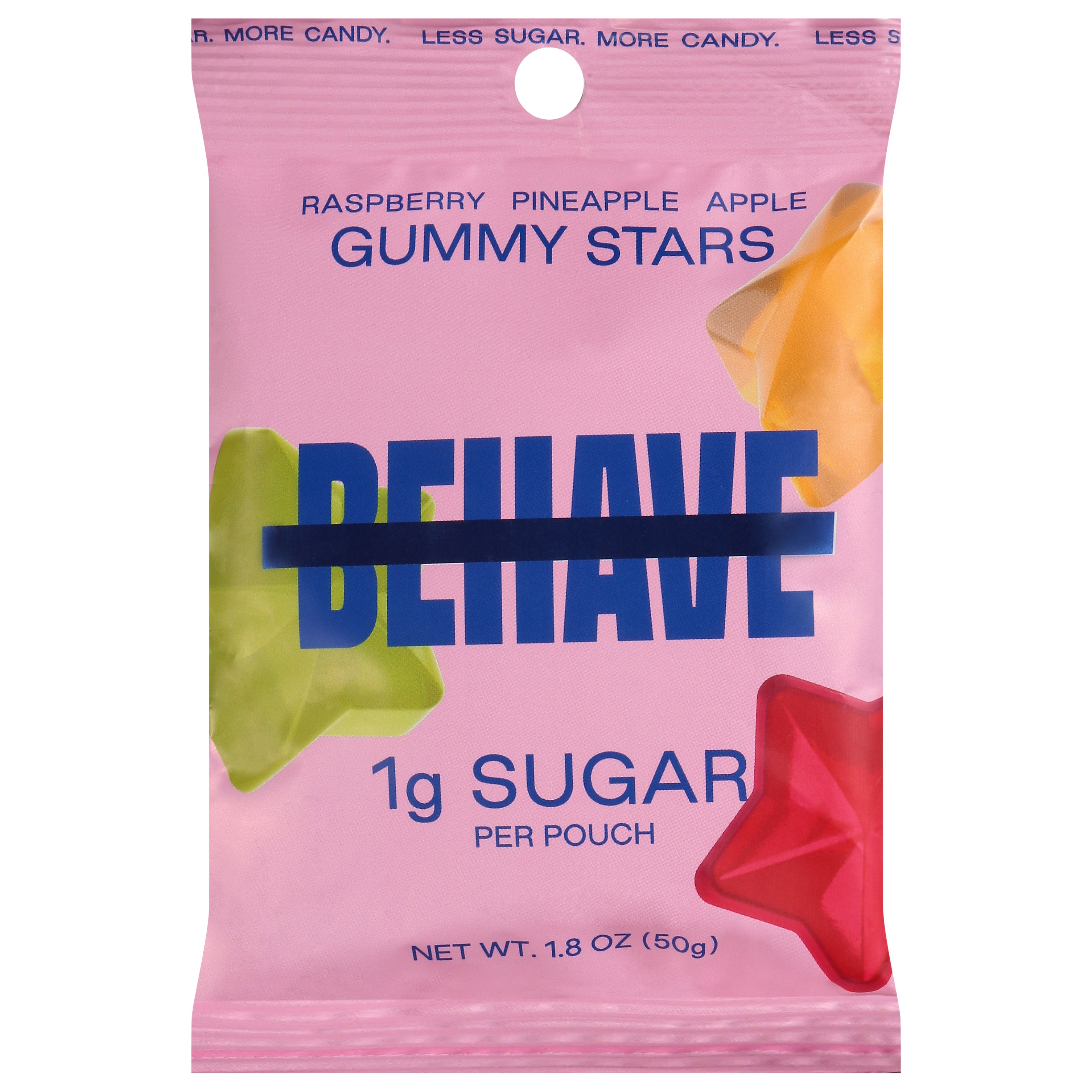 Behave Raspberry/Pineapple/Apple Gummy Stars 1.8 oz - Case of 6