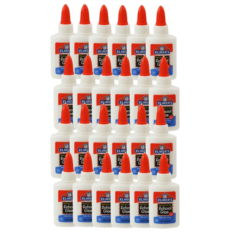 ELMER'S - Washable School Glue, 1.25 oz. Bottle, Pack of 24