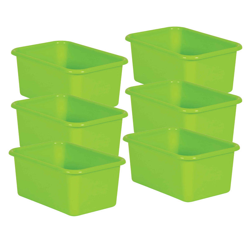 TEACHER CREATED RESOURCES - Lime Small Plastic Bin, Pack of 6