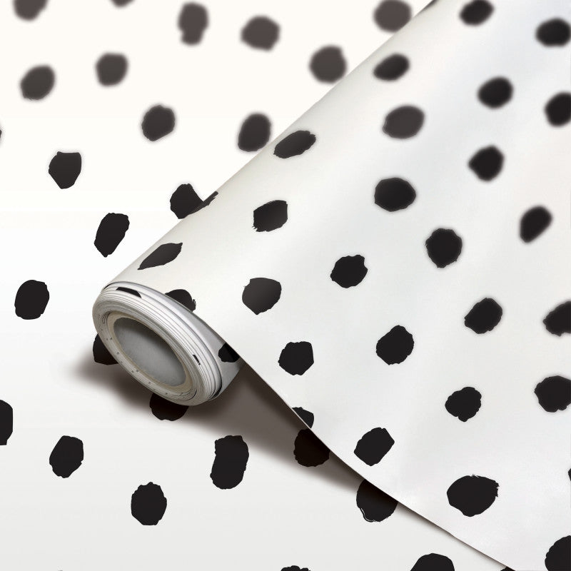 TEACHER CREATED RESOURCES - Peel and Stick Decorative Paper Roll, 17-1/2" x 10 ft, Black Painted Dots