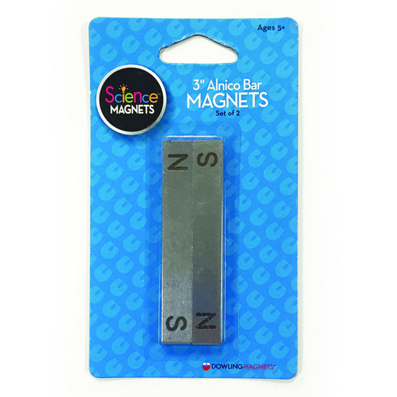 DOWLING MAGNETS - Alnico Bar Magnets, 3", N/S Stamped, Pack of 2