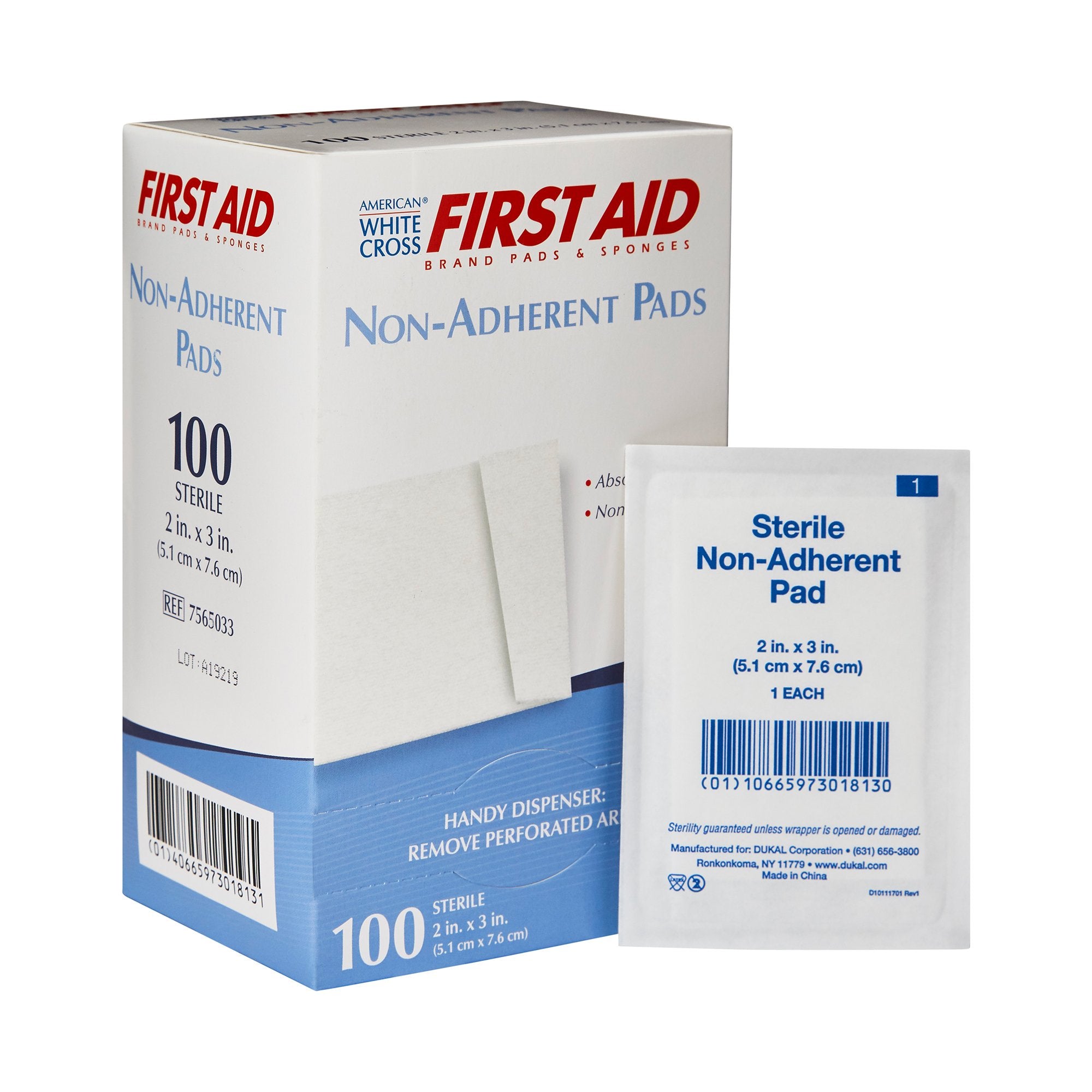 Dukal - Non-Adherent Dressing American White Cross 2 X 3 Inch Sterile 1 per Pack [100/BX]