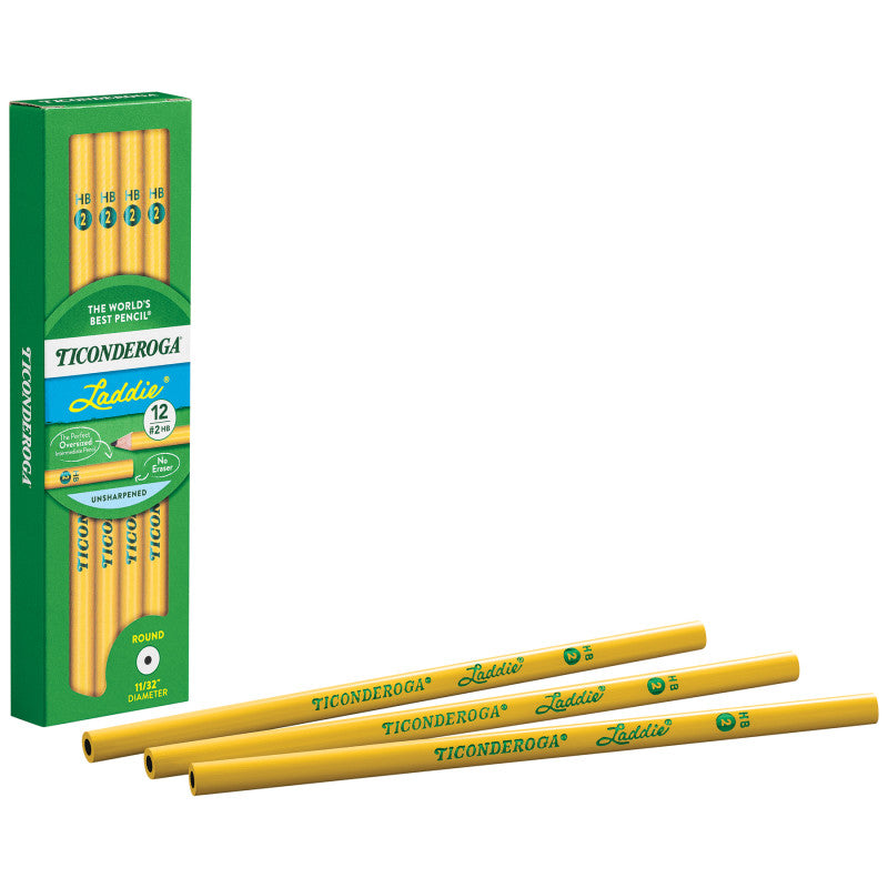 Laddie® Wood-Cased Pencils without Eraser, #2 HB Soft, Yellow, 12 Count