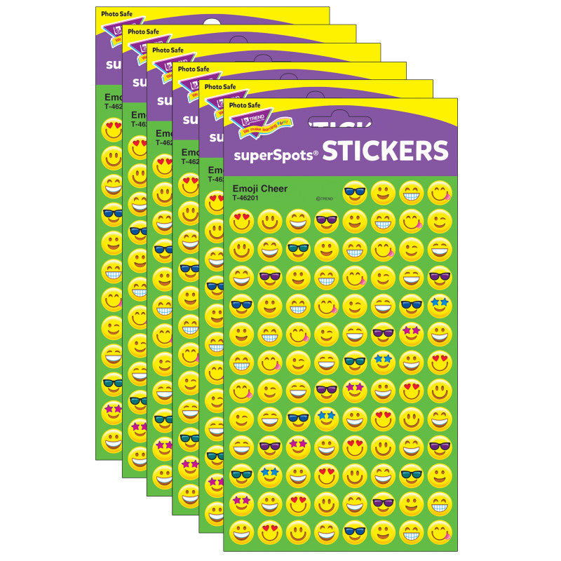 TREND - Emoji Cheer superSpots® Stickers, 800 Per Pack, 6 Packs