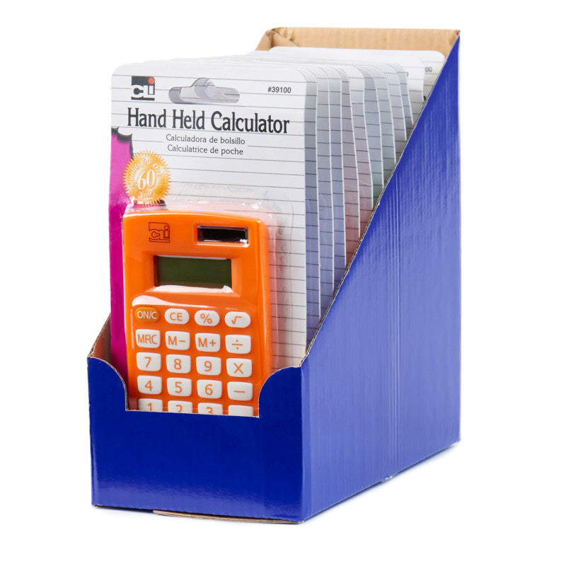 CHARLES LEONARD - Calculator, Hand Held, 8 Digit, Assorted Colors, Pack of 12, Carded